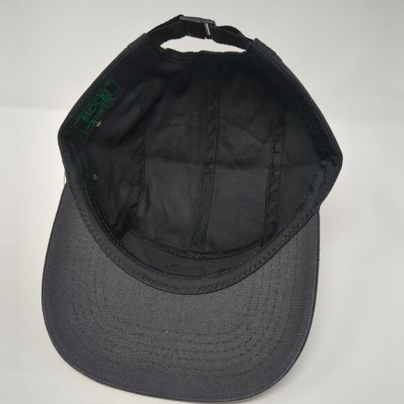 MN Paddle Strapback 5 Panel Cap Black One Size Adjustable Leather Patch Sota - Picture 6 of 8